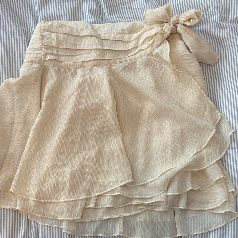 Aerie Cream Layered Mini Skirt